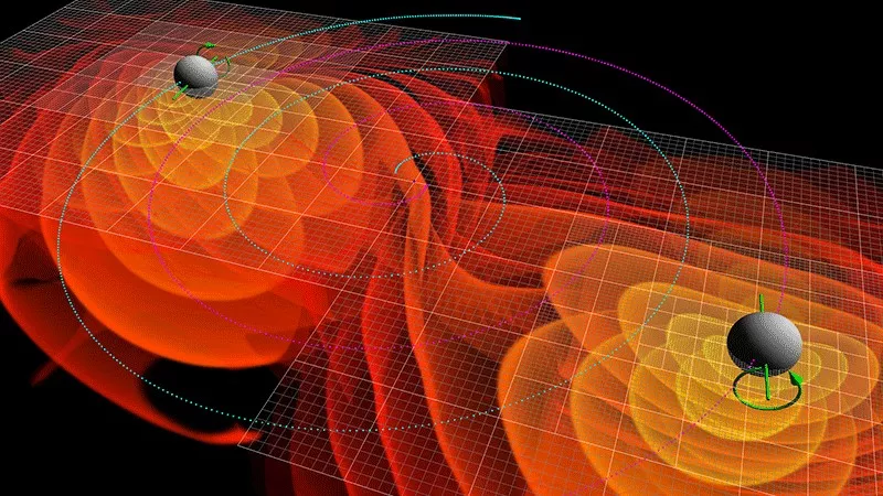 Гравитационные волны, излучаемые двумя черными дырами
